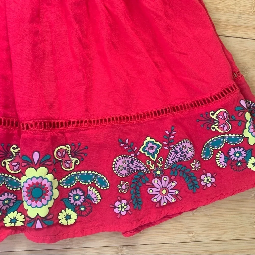 Signature Studio Red Long Bohemian Floral Top with Painted Flowers Size XL - Picture 4 of 6